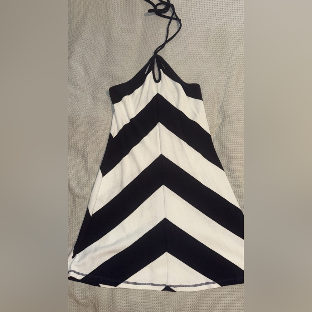 Black and White Chevron Halter Dress